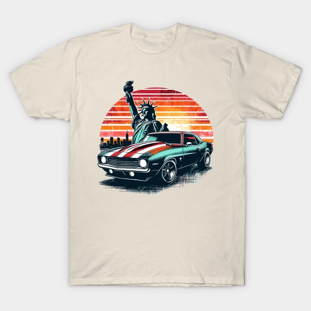 Chevy camaro with Statue of Liberty T-Shirt by Vehicles-Art